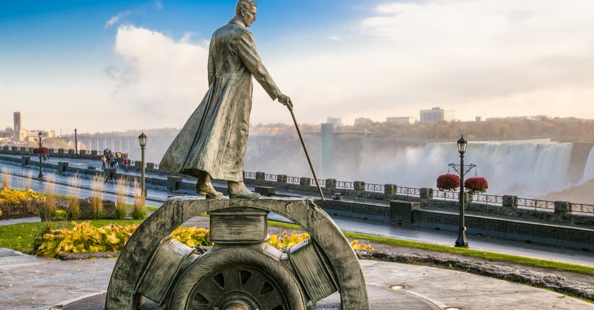 Monument of Nikola Tesla at Niagara Falls - Ontario, Canada.
